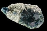 Cubic, Blue-Green Fluorite Crystals on Quartz - China #112417-1